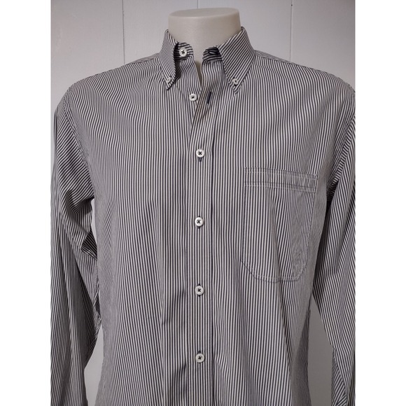 Billy Reid Button Up Shirt Mens L Striped Navy White Made In Italy Fit 2 Cotton - Picture 11 of 11